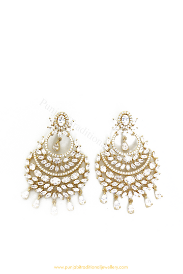 Gold Finished AD Earrings By  PTJ